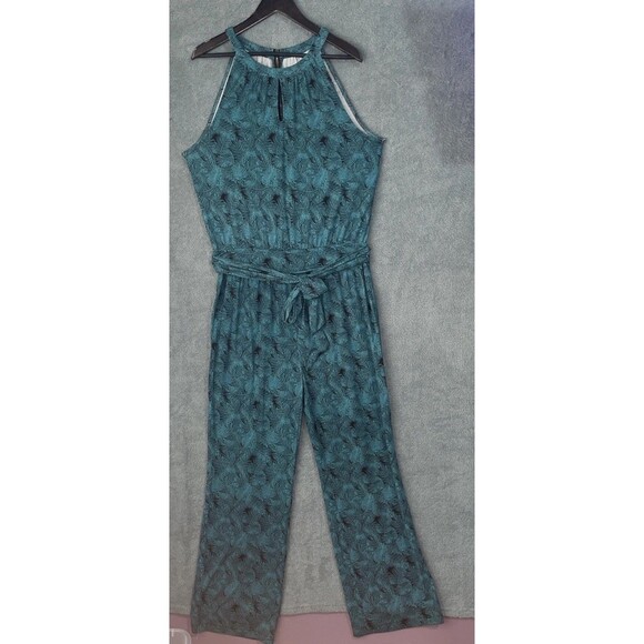 Soft Surroundings Women Jumpsuit Large Blue Sleeveless Tie Waist Cottagecore - Picture 1 of 11